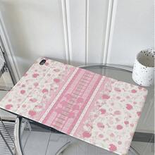 1件粉白蕾絲格紋草莓拼接三折平板保護殼，相容 iPad Air 6/5/4 & 10 (10.9 吋)/Pro 2024、Air M3/A16 2025，相容 Galaxy Tab S9 FE/S8 Plus/S7/S10、Oppo Pad、 MatePad、Vivo Pad、Honor Pad、 Xiaoxin Pad - 彩色 - 查看 4