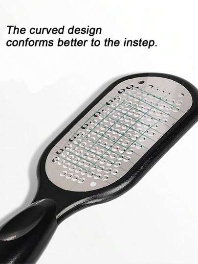 1pc Professional Foot File/Scrubber Made Of Stainless Steel Removes Dry, Dead Skin, Calluses, Dirt, And Oil. Gentle On Dry, Cracked Feet. Hypoallergenic Metal Material With Dual Abrasive Surfaces