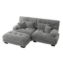 Sofa 220 cm de Chenille para hogar - Gris, 2 plazas - Ver 7