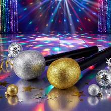 Glamorous Shiny Microphone Prop, Silver And Gold Plastic Singing Microphone, Suitable For Pop Star Role Play, Disco Stage Party, Halloween Costume Gift - Multicolor - View 1