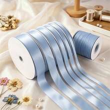 Grey Blue Satin Ribbon 3/8 - 5/8 - 1 - 1 1/2 Inch X 10 Yards Polyester Ribbon, Suitable For Gift Wrapping, Perfect For Weddings, Parties, Hair Accessories, Bows, Invitations Decoration (Paper Spool Not Included) - Lake Orchid - View 1