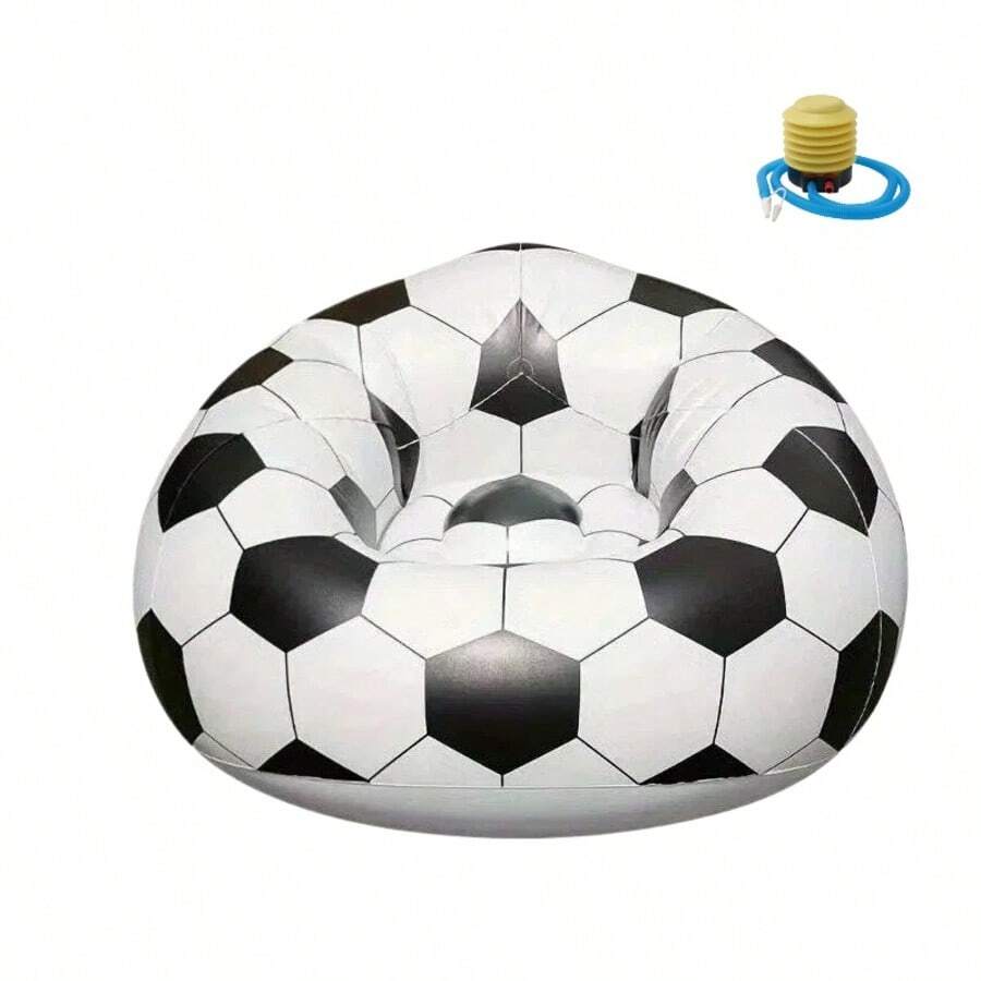 New Football Shaped Inflatable Bean Bag Sofa/With Air Pump, Portable Slouchy Person Inflatable Sofa, Home Living Room Balcony Leisure Chair, Outdoor Garden Deck Poolside Lightweight Lounge Chair, Multi-Functional Home Camping Inflatable Seat
