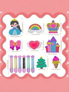 Juego de cuentas para niños, kit de arte con bolígrafo de cuentas y mosaico, juego de concentración, pintura de diamantes, set de manualidades DIY hecho a mano, con bolígrafos de cuentas coloridos y plantillas divertidas, actividad creativa para niños y niñas (colores de accesorios aleatorios) - Multicolor - Ver 4