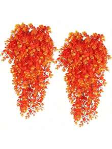 1pc Artificial Eucalyptus Wall Hanging Vine, Faux Hanging Plant, Suitable For Home, Garden, Wedding Indoor/Outdoor Decor, Autumn Decoration, Holiday Gift, Restaurant, Living Room, Bedroom, Party Decoration - Orange - View 1