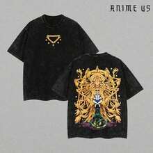 XH Graphic T-Shirt, Classic Battle Manga Merchandise, Gift For Anime Fans, Soft Cotton Casual Wear, 100% Pure Cotton, Anti-UV, RZRY Men's Summer T-Shirts - 黑色 - 查看 1