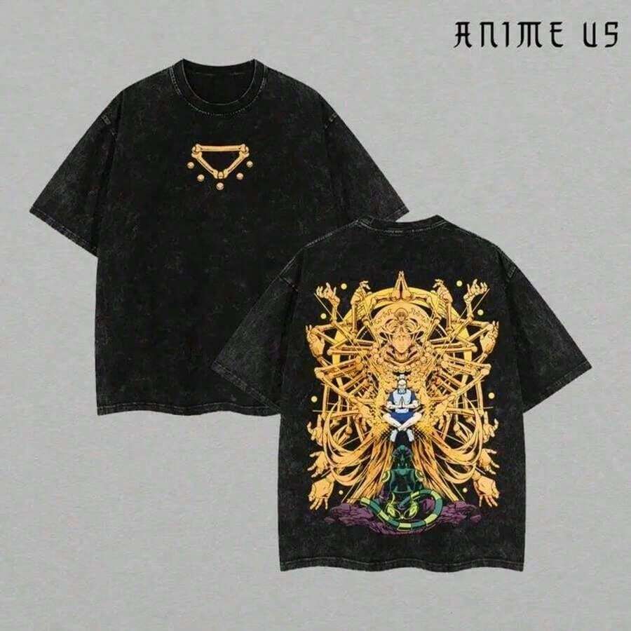 XH Graphic T-Shirt, Classic Battle Manga Merchandise, Gift For Anime Fans, Soft Cotton Casual Wear, 100% Pure Cotton, Anti-UV, RZRY Men's Summer T-Shirts - 黑色 - 查看 1