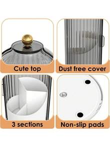 1pc Vanity Essential, Toothbrush Holder, Makeup Countertop Organizer, Shower And Sink Storage, Non-Slip Base Toothpaste And Makeup Brush Storage Tray, Travel Storage 360° Rotating Dust-Proof Bathroom Countertop Organizer, Premium ABS Plastic Material Home Bathroom Storage Tray, Fashionable And Practical Daily Bathroom Countertop - Grey - View 6