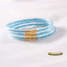 3pcs Set Fashion PVC Ultra-Light Ultra-Clear Transparent Plastic Tube Multi-Layer Stackable Rhombus Sequin Bracelets, Suitable For Women's New Year Party Wear, Best Friend Gift - 3 Pieces/set, Diamond Shape - View 12