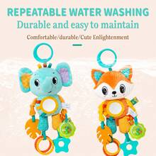 Portable Baby Stroller Accessory, With Teething Ring And Bell, Cartoon Plush Hanging Rattle Toy, Elephant And Fox Options, Suitable For Daily Play - Multicolor - View 7
