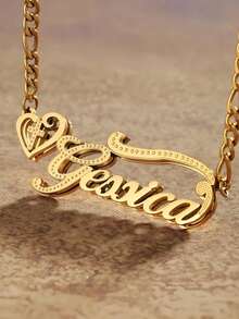 Personalized Double-Branded, Double-Color Necklace, Custom Necklace, Branded Necklace, Gold Name Necklace, Personalized Jewelry Gift - Style 7 - View 7
