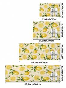 1 pieza Alfombra larga de limón, adecuada para baño, cocina, exterior, pasillo, dormitorio, sala de estar, lavable a máquina fácil de limpiar, alfombra de entrada antideslizante, accesorio decorativo de alfombra para dormitorio - Multicolor - Ver 3