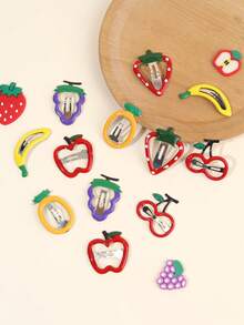 12pcs/4pcs Multicolor Cute Fruit Hair Clips, Cute Metal Side Clips And BB Clips, Crocodile Clips, Suitable For Girls And Teenagers Cute Hair Accessories Gift, Daily And Summer Vacation Wear - Multicolor - View 5
