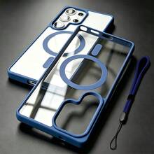 1 Fashionable Phone Case, Does Not Include Lanyard Or Stand: Luxurious Clear Protective Case With Magnetic Wireless Charging, Compatible With S26/S25/S24/S23/S22 Ultra/Plus/S26 Ultra/S25 Ultra, Clear Hard Back Cover With Soft Edge, 2 Piece Set (Includes 1 Phone Case + 1 Lanyard). - 藍色 - 查看 1
