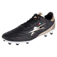 Fratello Shoe Store Eescord soccer tachones color negro con oro para hombre 3043, tenis para futbol soccer, calzado para césped sintético y natural, tenis deportivos de piel cómodos y ligeros - Negro - Ver 14