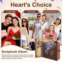 Our Adventure Book 146 Pages DIY Handmade Scrapbook Photo Album, 8.9 * 7.7 Inch, Embossed Letter Cover, Note Taking Inspired By The Movie 'Up', Ideal For Memories Travel Diary Journal Scrap Book, Gift For Anniversary, Wedding, Travelling, Memory Book - 復古色 - 查看 11