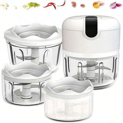 Electric Kitchen Garlic Press, Compact Vegetable Chopper, Suitable For Chopping Garlic, Onion, Ginger, Chili And Meat; Also Can Be Used As Food Processor/Blender