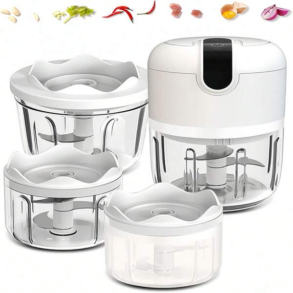 Electric Kitchen Garlic Press, Compact Vegetable Chopper, Suitable For Chopping Garlic, Onion, Ginger, Chili And Meat; Also Can Be Used As Food Processor/Blender