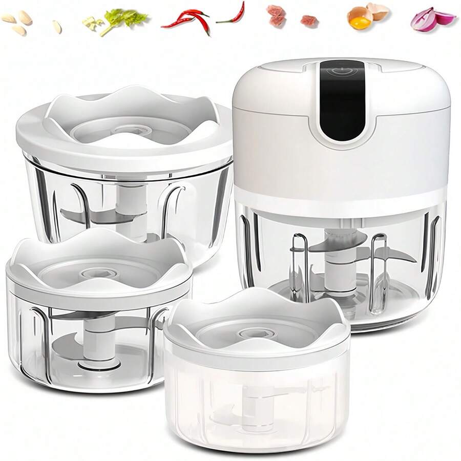 Electric Kitchen Garlic Press, Compact Vegetable Chopper, Suitable For Chopping Garlic, Onion, Ginger, Chili And Meat; Also Can Be Used As Food Processor/Blender.