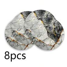 Round Polyester Placemat 36*36cm, Vintage Geometric Triangle And Gold Marble Print, Waterproof Heat-Resistant Washable, For Dining Table Decoration And Heat Insulation - Multicolor - View 22