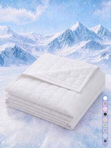 1pc Cooling Quilt, White Honeycomb Grid Bedding, Air Conditioning Blanket, Room Decor, Breathable & Lightweight, Super Soft & Comfortable, Suitable For Single/Double/Queen/King Bed, Suitable For Home And Dorm, Pillow And Pillowcase Not Included, Machine Washable - White - View 5