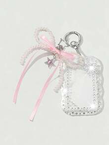 Y2K Card Holder Pendant, Free DIY Stickers, Cute Portable Card Holder With Pearl Bow Pendant, Rhinestone Decorated ID Card Holder, Card Holder Bag Keychain, Credit Card Holder, Multi-Functional Cartoon ID Holder, Suitable For School/Work/Office/Daily Use, Unique Birthday Gift, Teacher Gift, Party Gift, Vacation Gift, Back To School Gift - Multicolor - View 8