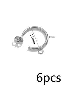 6Pcs 304 Stainless Steel 18K Gold Plated C-Shaped Open Circle Stud Earrings With Jump Ring, DIY Earring Making Supplies/Waterproof And Colorfast - Earrings - View 10