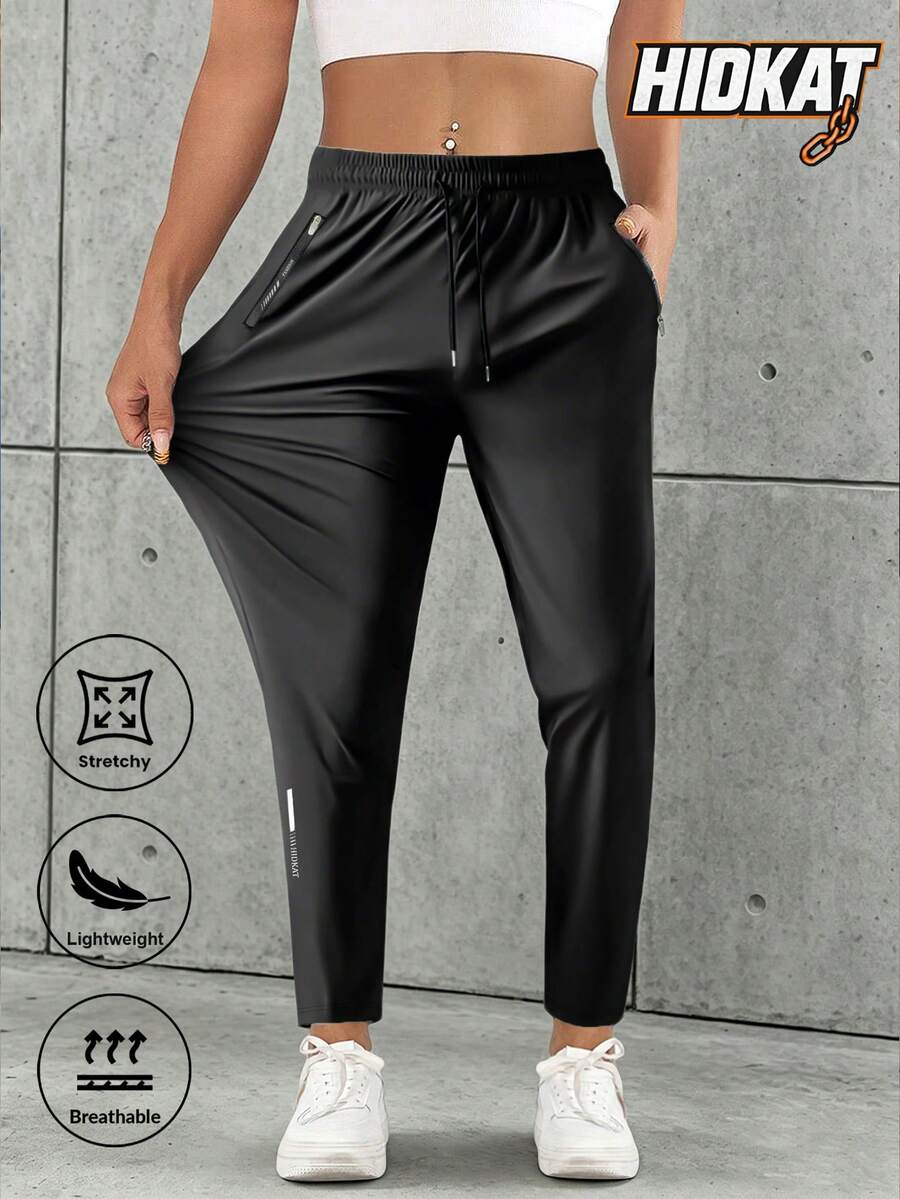 Women'S Casual Pants With Zipper Pockets & Adjustable Drawstring Waist Lightweight Straight-Leg Joggers Walking, Outdoor - Spring/Summer/Fall Sports