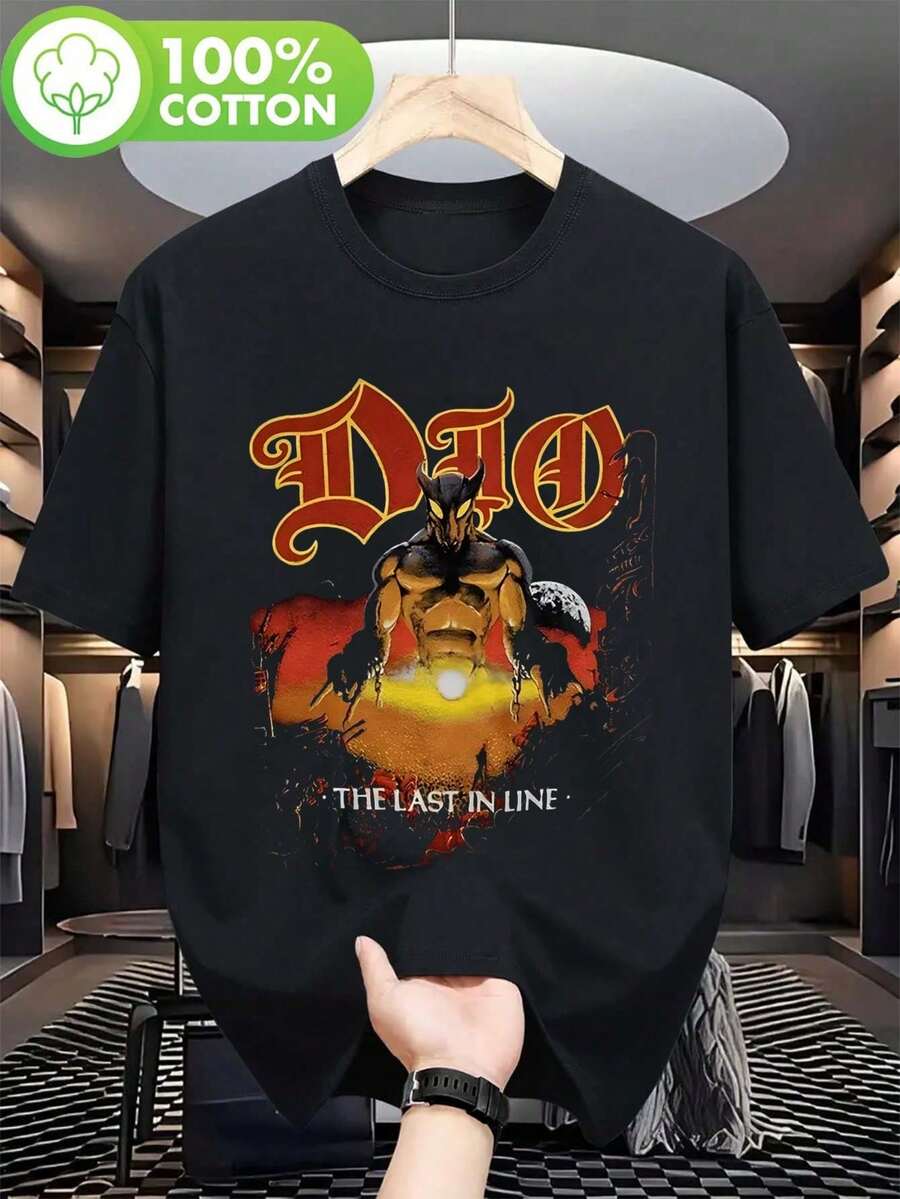 Camiseta De Hombre Con Gráfico Del álbum "Last In Line" De Dio De 1984 Y Del Guerrero Del Diablo - Style1 - View 1