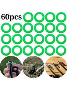 60pcs/Green Camping Tent Stakes - Multi-Functional Tent Accessories, Glow-In-The-Dark Ring, Easy Installation, Bright Color For Easy Identification - Multicolor - View 5
