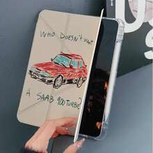 1pc Vintage Racing Pattern Tablet Protective Case 3+Y Fold Multi-Angle Magnetic Stand Tablet Case With Pen Slot And Auto Sleep/Wake Function Compatible With IPad Pro/Air, Pad 5/6/21, Pad, MatePad, Honor Pad - Multicolor - View 4