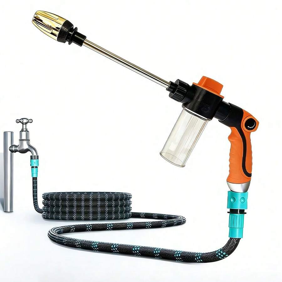 Súng rửa xe áp lực cao GOUN HOSE, dụng cụ rửa xe tại nhà, cán nối dài bằng kim loại bọc cao su, cầm tay tưới vườn - A - Xem 1