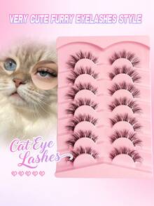 Sibeuna 7 pares de pestañas postizas naturales delicadas y transparentes estilo ojo de gato - Reutilizables, ligeras y cómodas, crean un maquillaje de ojos encantador - Perfectas para uso diario, tiras de pestañas, pestañas, pestañas postizas - Negro - Ver 2