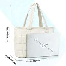 Tote Bag For Women, Lightweight Puffy Tote Bag With Compartments Shoulder Bag - Beige - View 7