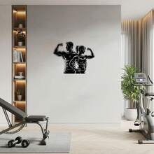 Modern Minimalist Inspirational Fitness Gym Self-Adhesive Vinyl Wall Decal, Couple Silhouette Removable Self-Adhesive Sports Room Wall Decor, Suitable For Locker Room, Living Room, Fitness Studio, Workout Room, Bedroom, Home Gym Wall Decor - A - View 4
