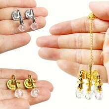 Mini Crystal Chandelier Miniature Ornament, No Electricity Required, Metal And Faux Crystal Splicing Craft, Light Luxury Home Static Decoration, Suitable For Dollhouse Living Room Scene, DIY Sand Table Architectural Layout And Miniature Scene Arrangement Accessories - A - View 2