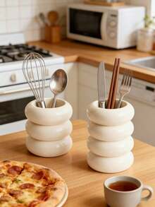1 pieza Estante apilable para utensilios de mesa de cocina, organizador multifuncional para almacenamiento de cuchillos y tenedores, decoración de cocina del hogar - Multicolor - Ver 2