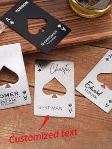 Personalized Stainless Steel Bottle Opener, Can Engrave Name/Message - Poker Card Design (Spade Symbol & Heart J Style) - Heavy Duty Keychain Style Ring, Suitable For Men, Wedding Gift, Birthday - Can Engrave Name, Gift For Dad, Husband - Multicolor - View 5