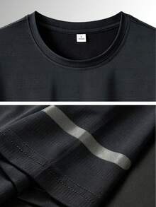 1 Piece Men's Summer Athletic T-Shirt, Outdoor Running Workout Short Sleeve, Lightweight Training Top Sports - Black - View 6
