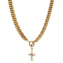 Thick Gold Necklace For Women, Necklace, Heart Necklace, Necklace, Gold Starfish Necklace, 18k Gold Plated Necklaces, Jewelry Gift For - 小號 CZ 十字 20 - 查看 9