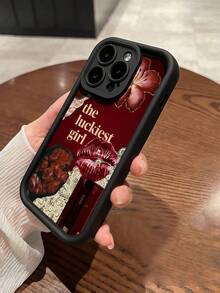 1 buah Casing Ponsel TPU Tahan Guncangan Minimalis Hitam Vintage Motif Bibir Merah Mawar, Kompatibel dengan Apple 17 16 15 14 13 12 11 Pro Max Air dan Seri Lainnya - MultiWarna - View 4