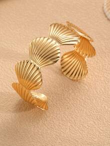 NAIZHU 1/3pcs Teen Fashion Ocean Style Starfish Shell Conch Metal Bracelet Daily Party Vacation Accessory - Gold - View 4