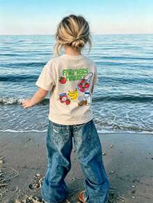 T-shirt bébé esthétique et mignon avec motif de fruits, top à manches courtes pour bébés filles, pour les vacances et le port quotidien - Nude - Voir 8