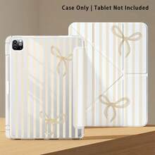 Striped, Bowknot Pattern Painted Effect Acrylic Crystal Tablet Protective Case With Stand, Compatible With Huawei Matepad SE 11/Matepad 11/Matepad Pro 11in,12.2in/Matepad Air 12in, Compatible With Honor Pad 8/9/10, Honor GT 11.5inch/X7/X8A/X9/X8Pro/X9Pro/V9/V8 Pro, Apple 10th Generation/ 11 2025 (A16), A9/A9+/A11/S11/S10 FE - Style 15 - View 1