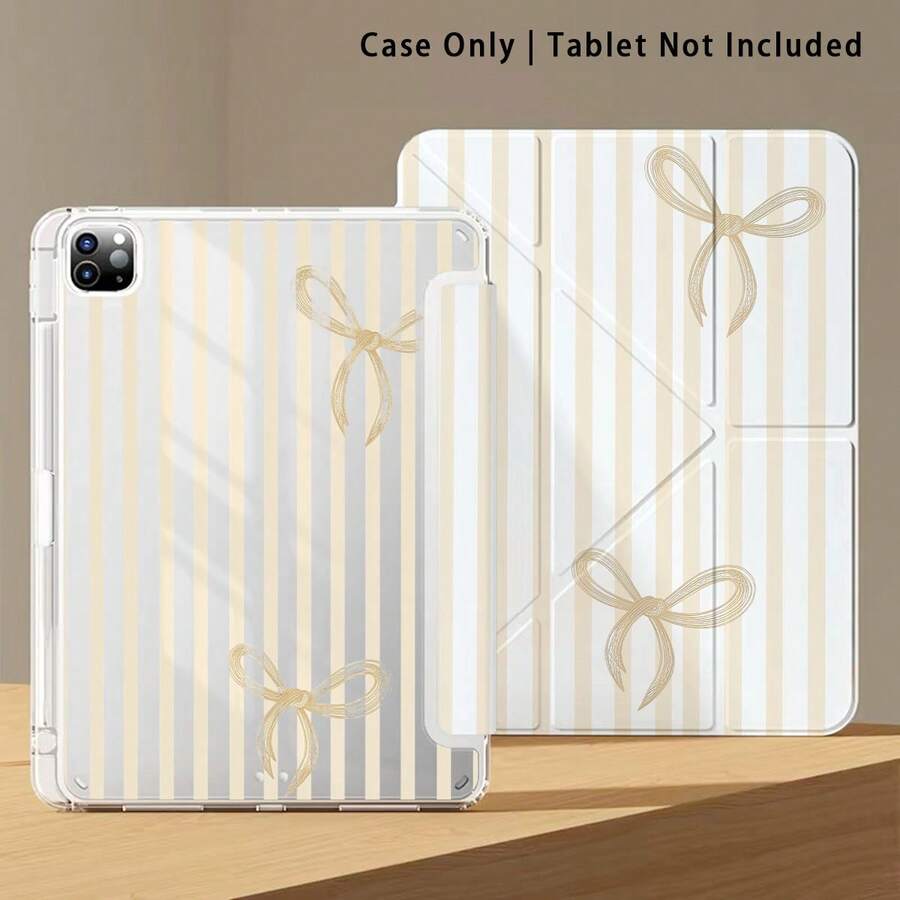 Striped, Bowknot Pattern Painted Effect Acrylic Crystal Tablet Protective Case With Stand, Compatible With Huawei Matepad SE 11/Matepad 11/Matepad Pro 11in,12.2in/Matepad Air 12in, Compatible With Honor Pad 8/9/10, Honor GT 11.5inch/X7/X8A/X9/X8Pro/X9Pro/V9/V8 Pro, Apple 10th Generation/ 11 2025 (A16), A9/A9+/A11/S11/S10 FE - Style 15 - View 1