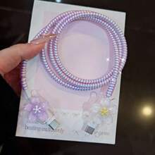 Pelindung Pengisi Daya Minimalis Motif Bunga, Pelindung Pengisi Daya Cepat untuk Apple 14 Series 11/12/13/16/15, Pelindung Pengisi Daya 20W, Hadiah Ideal untuk Teman - Purple - View 4