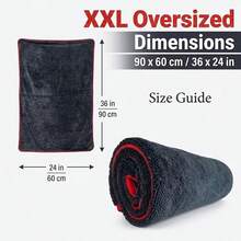 Khăn lau xe siêu sợi microfiber XXL cỡ cực lớn với thiết kế vòng xoắn - Công nghệ làm dày siêu thấm hút phù hợp cho ô tô, xe tải, thuyền - Khăn lau chi tiết màu đỏ & xám, vẻ ngoài chuyên nghiệp | Chất liệu thấm hút cao - khăn lau xe - Xem 6