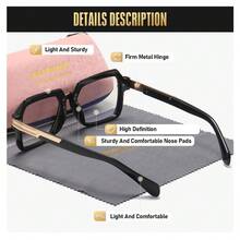 RoyalHot 1 Piece Unisex Preppy Full Frame Plano Glasses Fashionable And Versatile Style Square Frame Plano Glasses - Clear - View 3