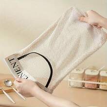 Wall-Mounted Mesh Storage Bag With Adhesive Strip, No-Drill Plastic Bag Organizer, Breathable Hanging Storage Basket, Suitable For Kitchen, Cabinet Door, Bathroom, Space-Saving Home Organization Rack,Travel Essential,Room Decor - Off White - View 10