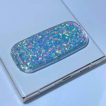 High-Shine Silver Purple Makeup Mirror Phone Stand Mini Foldable Phone Holder One-Piece Mirror Phone Stand Slouchy Desktop Support Bracket - Multicolor - View 13