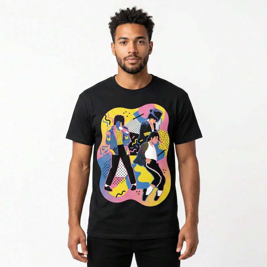 Pop Art Tee | Retro 80s 90s Music Unisex Shirt - 黑色 - 查看 1